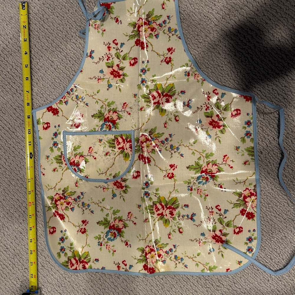 never used ! Cath Kidston Cream Apron with Red Floral Design